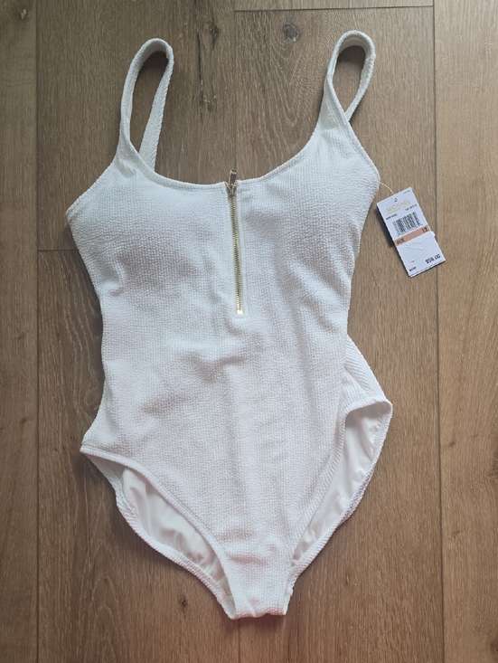 Michael Kors Other - Michael Kors White Ribbed Front Zip One Piece Size 12